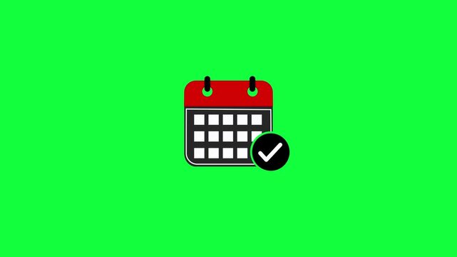 Calendar icon with checkmark on green background. Calendar checkmark confirmation. Daily calendar date icon with check mark for schedule management, appointment confirmation, productivity planning