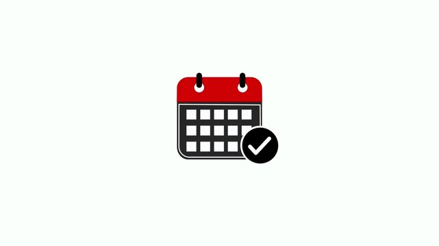 Calendar icon with checkmark on white background. Calendar checkmark confirmation. Daily calendar date icon with check mark for schedule management, appointment confirmation, productivity planning