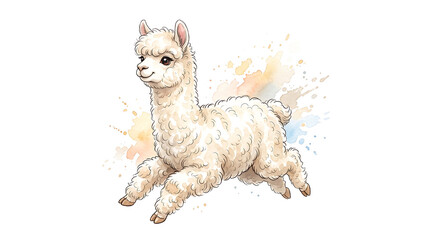 Naklejka premium Llamba animal watercolour illustration image.