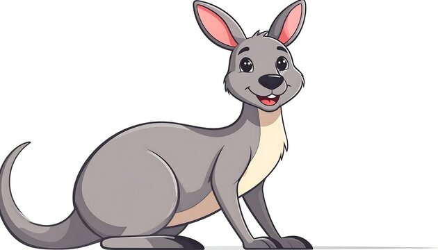Happy cartoon rabbit wearing boxing gloves.