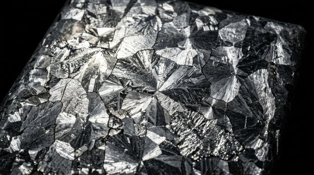 Close-up macro shot of pure crystalline magnesium metal with a metallic sheen, scientific element background
