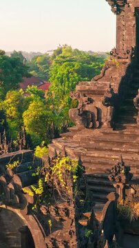 Bajra Sandhi or Monumen Taman Mumbul monument to the struggle for independence Bali, Indonesia 4K Aerial view