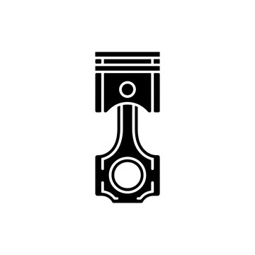 Black Piston and Connecting Rod Engine Part Silhouette Icon