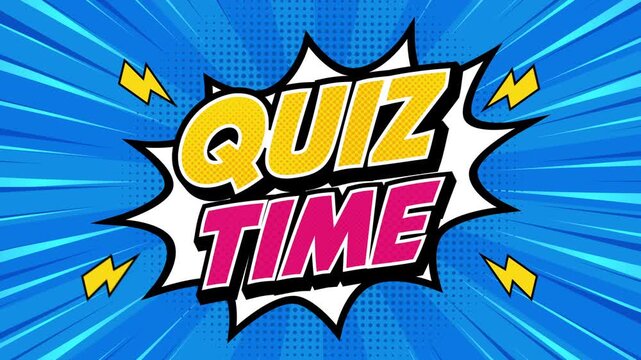 4K Quiz Time Text Animation on comic style background

