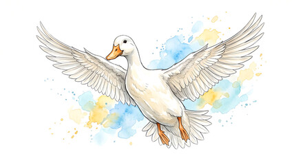 Fototapeta premium Duck watercolour illustration image.