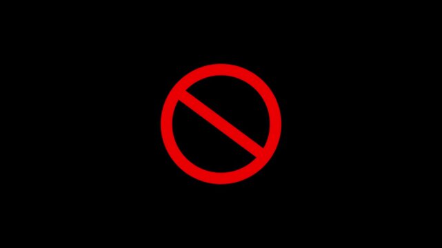 Animated Prohibition Symbol, Forbidden Sign and Warning Icon, Restriction Overlay, 4K Motion Graphics