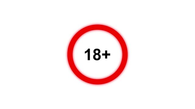 18 Plus Age Restriction Warning Animation, Adult Content Notice Symbol, Viewer Discretion Screen, 4K Motion Graphics