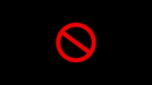 Animated Prohibition Symbol, Forbidden Sign and Warning Icon, Restriction Overlay, 4K Motion Graphics