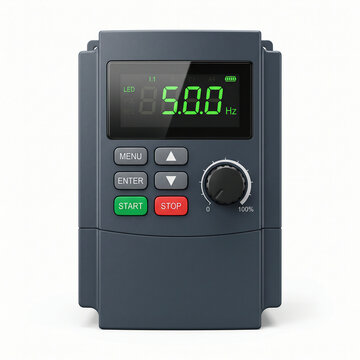 Variable frequency drive with digital display and control buttons. 
