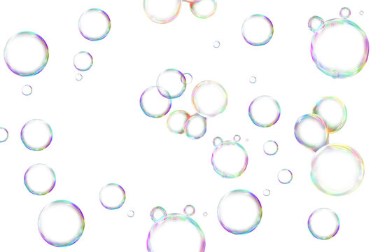 Colorful abstract bubbles floating in air. Soap Bubbles Overlays