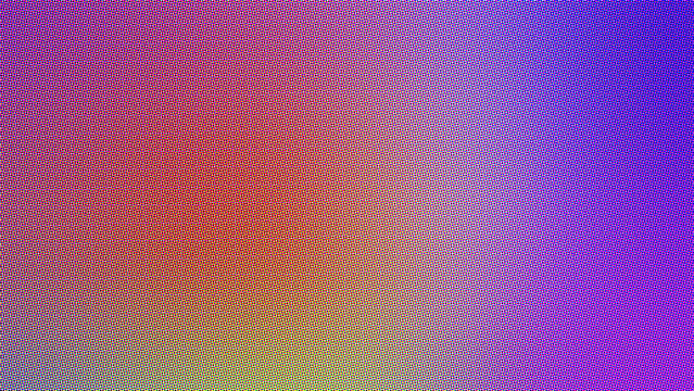 Red orange yellow to purple gradient with halftone dot pattern abstract.