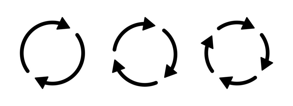 Circular arrow icon set isolated on transparent background. 2, 3, 4 rotating arrows for refresh, reload, repeat, redo, recycle, sync, loop, loading, circular process, and rotation symbols vector.