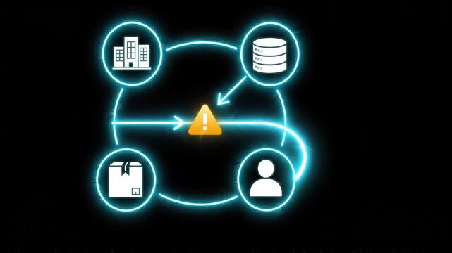 Business continuity planning concept with connected neon node icons