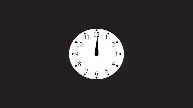 24 Hours Animated Clock Analog wall clock spinning animation through the hours.