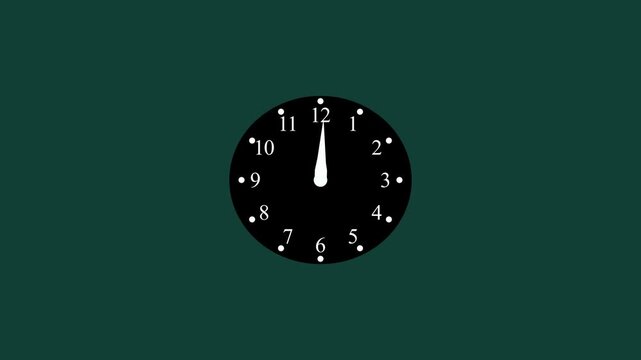 24 Hours Animated Clock Analog wall clock spinning animation through the hours.