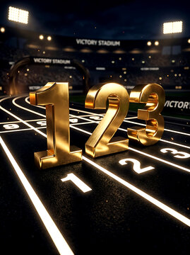 Golden numbers one two three on transparent background digits numeric