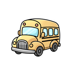 Cute cartoon school bus with soft gradients and bold black outline, isolated on transparent background. Perfect for education, school transportation, stickers, and icons. © Oceanna