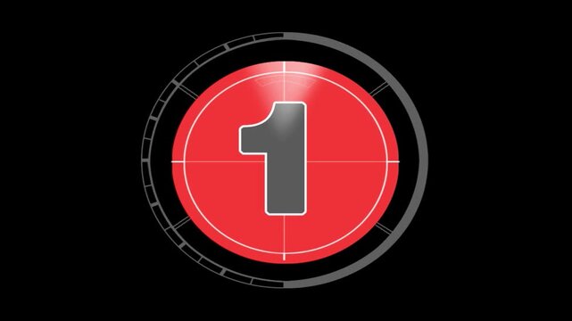 colorful 5 second countdown timer, digital circular animation from 5 to 0 seconds on black background. Simple 5-second countdown timer version included Movies start intro 5 4 3 2 1 0 count down