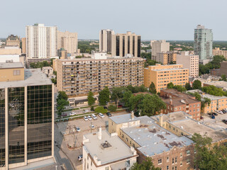 Aerial View Of Downtown Apartments And HighRise Buildings In Urban