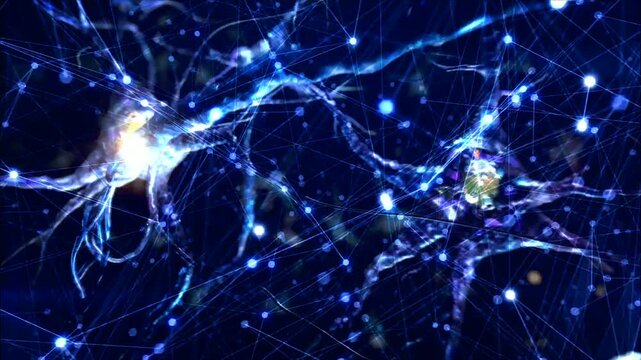 glowing brain neurons and synapse connections neuroscience, for artificial intelligence