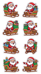 Fototapeta premium Cartoon Santa Claus in Sleigh with Gifts