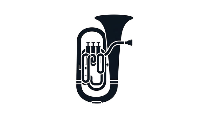 Minimalist black euphonium brass instrument silhouette glyph icon design