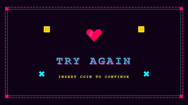 Neon Game Retry Screen Visual Text.