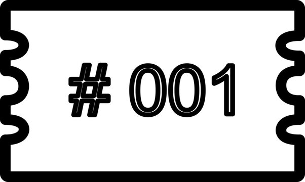 Queue Number Ticket 001 Waiting Line Icon