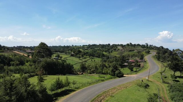 Drone Shot of Road in Kaptagat, Elgeyo Marakwet, Kerio Valley in Kenya, Africa 10