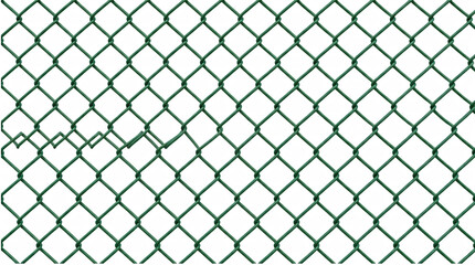 Fototapeta premium Green chain link fence texture. Metal wire mesh background for security and construction.