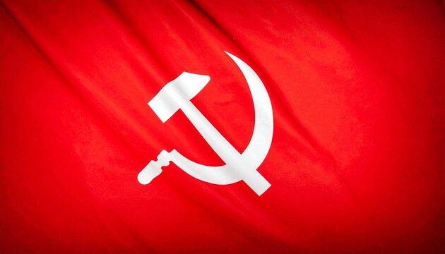 A red banner rises, hammer and sickle crossed, symbolizing unity of labor and agriculture, echoing resilience, struggle, and vision across movements that shaped global history.