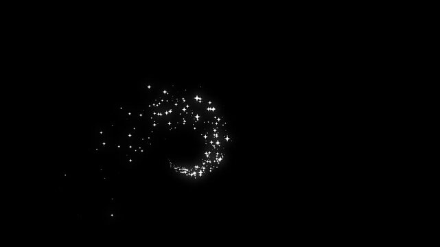 Retro sparkling fairy dust with glowing white stars, doodle glitter swirl, magic twinkle burst, curved shimmer trail, seamless chroma overlay transition,black screen transparent 4k