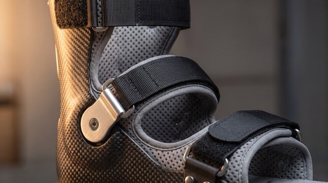 Close-Up of Modern Foot Drop Brace Showing Carbon Fiber Texture