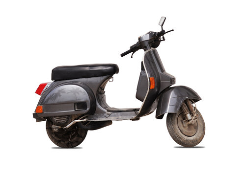 Vintage scooter classic isolated on white background.