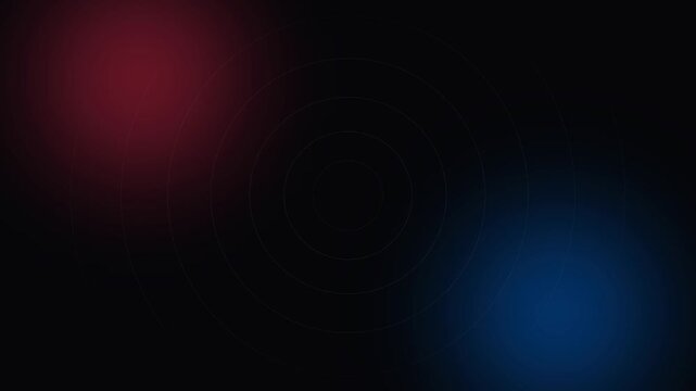 Abstract Dark Background with Red and Blue Glowing Orbs and Thin Concentric Circles Minimalist Digital Art for Tech and Futuristic Design