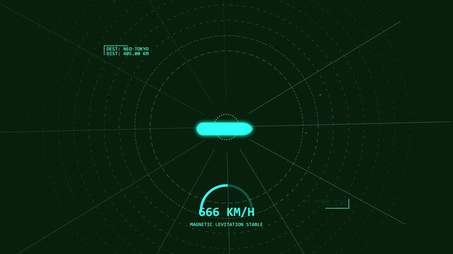 High Speed Futuristic Hyperloop Train Tracking UIX Interface Displaying Speed Data in 4K Quality