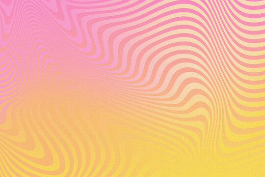 abstract gradient, retro 70s background, pink and yellow distorted wavy lines pattern with grain texture, groovy 1970s wallpaper