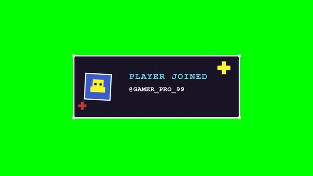 Retro Game Join Screen on Green Chroma Key Background Video.