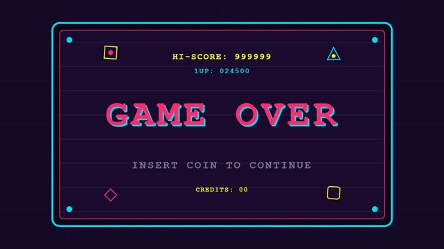 Retro Neon Game Over Screen from Arcade Run.