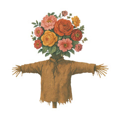 Fototapeta premium PNG Floral scarecrow whimsical art