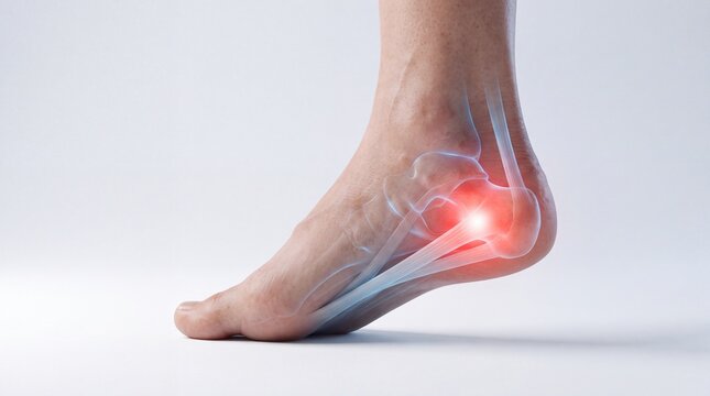 Human Foot Anatomy Showing Achilles Tendon Inflammation and Heel Pain