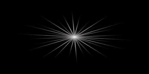 Fototapeta premium Abstract white sparkling star flare light effect on black background with abstract starburst brilliant isolated luminous illumination sparkling brilliance