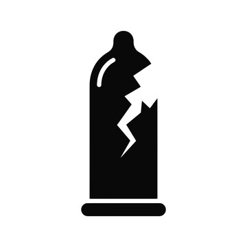 Broken condom icon representing birth control failure unsafe sex and contraceptive failure vector illustration.