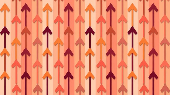 Abstract seamless pattern with vertical arrows in warm shades of orange and red.