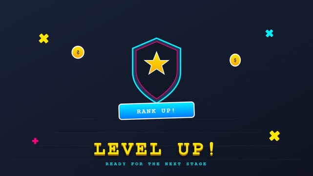 Level Up Game UI Shield Badge Celebration.