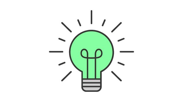 Glowing green light bulb icon representing creative ideas and sustainable energy innovation for business concepts