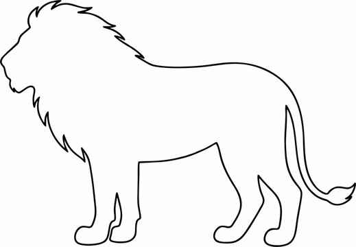 Simple black line drawing of a lion silhouette