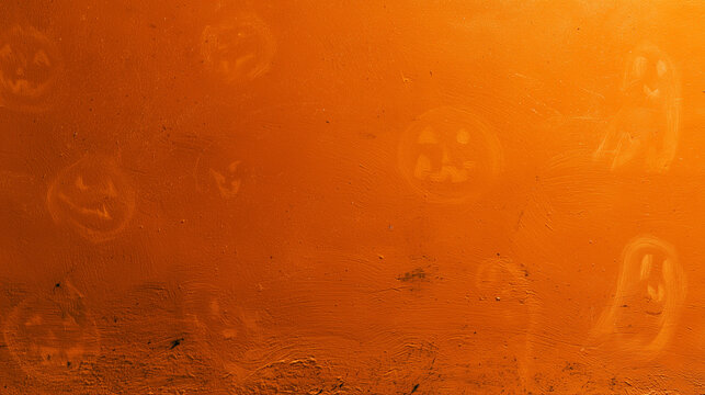 Vintage 1990s Halloween wall background with pumpkin doodles and copy space &mdash; perfect for retro seasonal advertising, party decor branding, and nostalgic holiday content