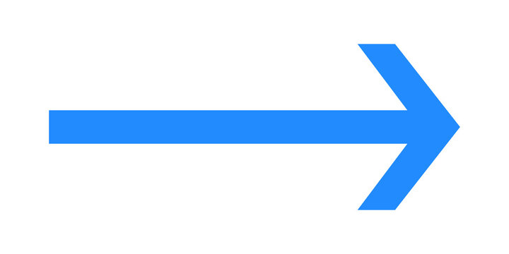 Blue Horizontal Right Arrow PNG Isolated on Transparent Background