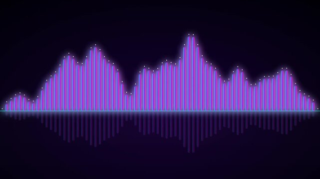 Neon Audio Equalizer Spectrum Waveform Abstract Motion Loop Background. Cyberpunk Style Audio Visualizer Equalizer Bar Motion Graphics